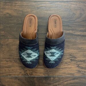 Born Blue and Gray Patterned Mules